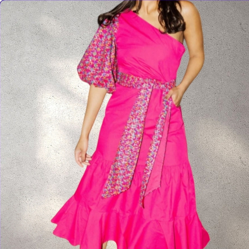 NWT- Emily Mccarthy One Shoulder Maxi with Sequin Sash